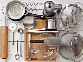 An arrangement of various kitchen utensils