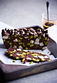 Rocky Road de Luxe with pistachio nuts and cranberries