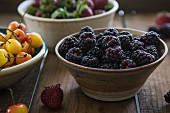 Blackberries, Rainier cherries and strawberries