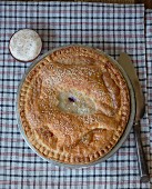 Blueberry pie with cream