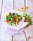 Chanterelle mushroom and gooseberry salad