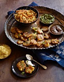 Kartoffel-Chaat mit Dips (Indien)
