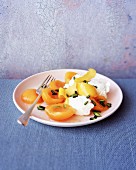 Peaches with ricotta and pistachios