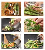 How to prepare green asparagus with prawns