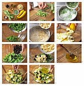How to prepare orecchiette salad with green beans, yellow courgette and olives