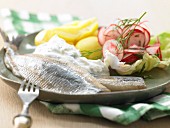 Soused herring with horseradish quark and radishes