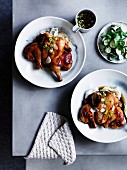 Roast spatchcock with choganjang and sesame cucumbers