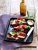 Grilled Vegetable and Mozzarella Toasts
