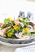 Chicken salad with edible flowers