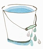 An illustration of a full bucket of water representing odema