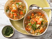 Yellow lentil stew with vegetables