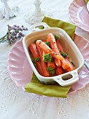 Cooked carrots with caraway seeds and parsley