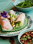 Rice paper rolls with peanut sauce (Asia)