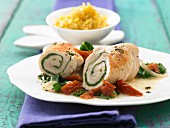 Turkey roulades with leaf spinach