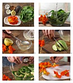 How to prepare spinach salad with avocado and nasturtium flowers