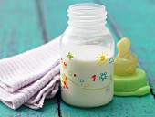 Trauben-Reisbrei in der Babyflasche