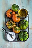 Beefsteak tomatoes, olive oil and salt