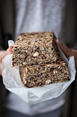 Chia seed bread with psyllium husks, rolled oats, hazelnuts and linseed