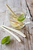 Ginger and lemongrass tea with basil