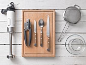 Kitchen utensils for preparing apricot & curry sauce
