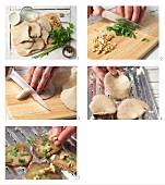 How to prepare grilled oyster mushrooms with walnuts