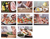 Rotbarschfilets mit Kirschtomaten und Oliven-Estragonsauce zubereiten