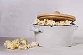 Popcorn in an enamel saucepan