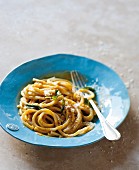 Bucatini pasta with butternut squash, Parmesan and sage