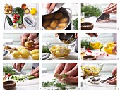 How to prepare potato and herring salad with yellow pepper, radish and a dill and mustard dressing