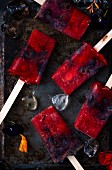 Vegan strawberry & blueberry ice lollies