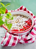 Baked porridge oats with redcurrants
