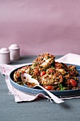 Italian-style chicken thighs with lentils, tomato and basil
