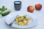 Rice noodle salad with peach