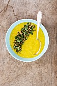 Courgette soup with mung beans