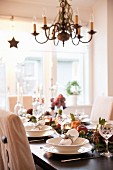 Table festively set with Christmas decorations