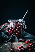Lingonberries in a preserving jar