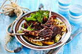 Lamb chops with grilled vegetables