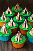 Cupcakes decorated with sugarpaste teepees