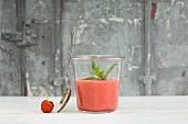 Fruit Smoothie in a Glass, Fresh Raspberries