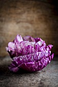 A pile of red cabbage leaves