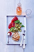 Tuna steak with pepper and courgette