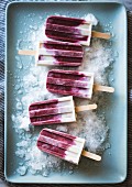 Berry ice cream on sticks