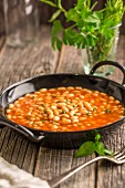 Baked beans in a pan