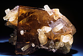 'Calcite on fluorite,from Illinois'