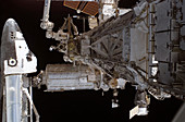 Shuttle astronauts at work