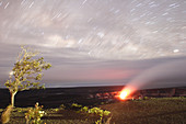 Meteor Streaks Over Erupting Kilauea,Haw