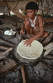 Yanomami Indian Baking Cassava Bread