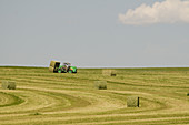 Harvesting Bales of Alfalfa Hay