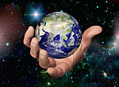 Hand Holding the Earth