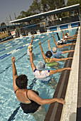 Adult water aerobics class